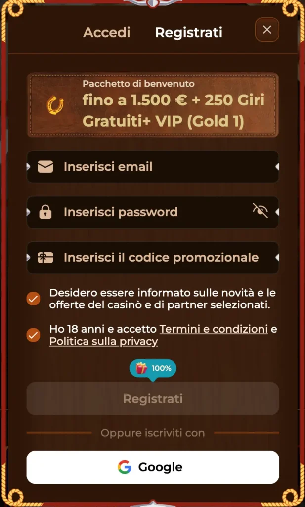 Rodeslot Registrati